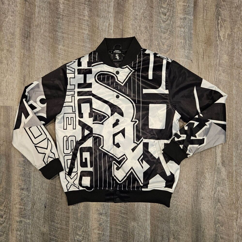 Pro Standard Men's Chicago White Sox Mash-Up Satin Jacket Size Large Black White